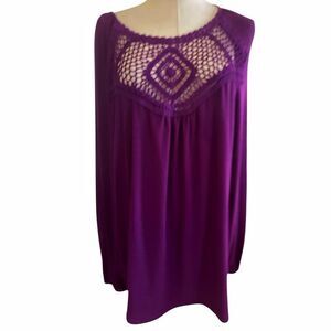 The Weekend Plus Size Purple Crochet Top Balloon Sleeve Blouse Size 2X